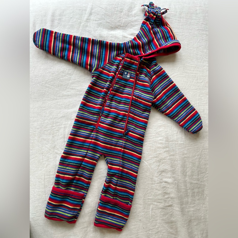 Jojo Maman Bebe Striped Fleece Zipper Snowsuit. Size 18-24 months.